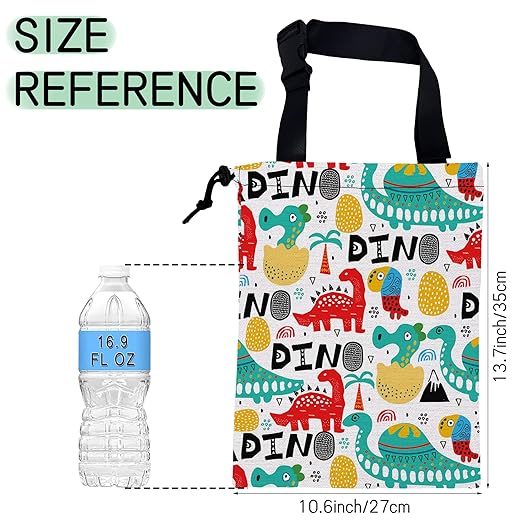 Cartoon Dinosaur Car Trash Bag,Palms Hanging Drawstring Car Garbage Bag,Waterproof Canvas Car Back Seat Organizer with Adjustable Buckle,for Vehicles,SUVs,Camping,Road Trips