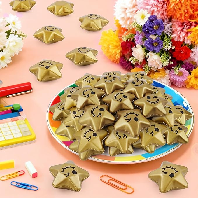 36PCS Stress Balls, Star Stress Balls for Adults & Kids, Mini Foam Ball Stress Relief Toys, Fidget Anxiety & Anger Relief at Work/School/Home, Student Prizes, Perfect Party Favors