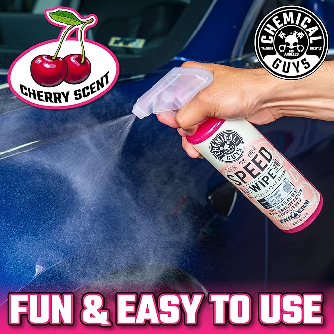 Chemical Guys WAC_202_16 Speed Wipe Quick Detailer, Safe for Cars, Trucks, SUVs, Motorcycles, RVs & More, 16 fl oz, Cherry Scent (Pack of 2)