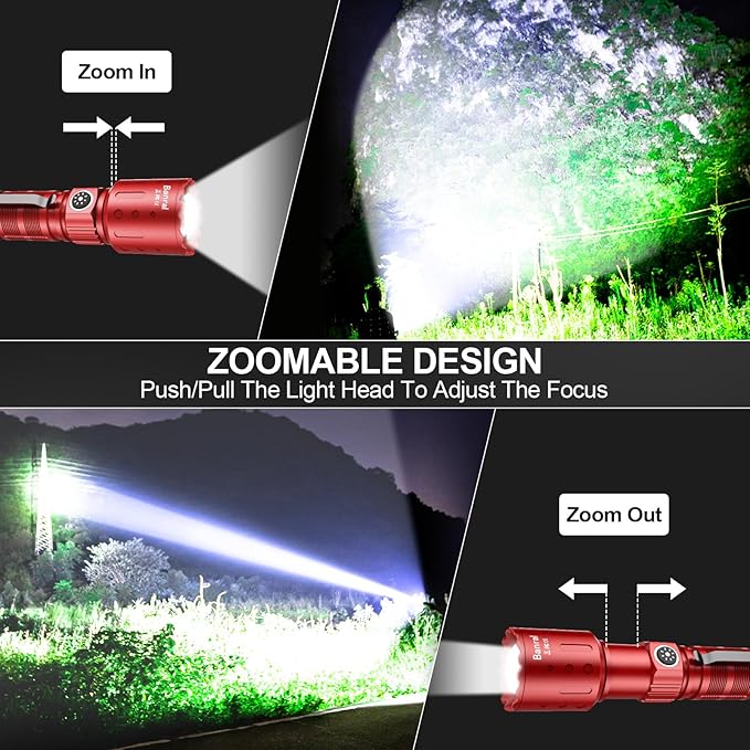 Banral Flashlights High Lumens Rechargeable, Super Bright Long Range Small Powerful Flashlight, 6 Modes LED Tactical Pocket Waterproof Flash Light for Home Emergency (1, Red)