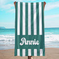 JML Personalized Beach Towel with Name, Custom Cabana Stripe Beach Towel, Customized Microfiber Pool Towel, Quick Dry & Absorbent Swim Towel for Adult,Mother's Day, Birthday, Summer Holiday,Vacation