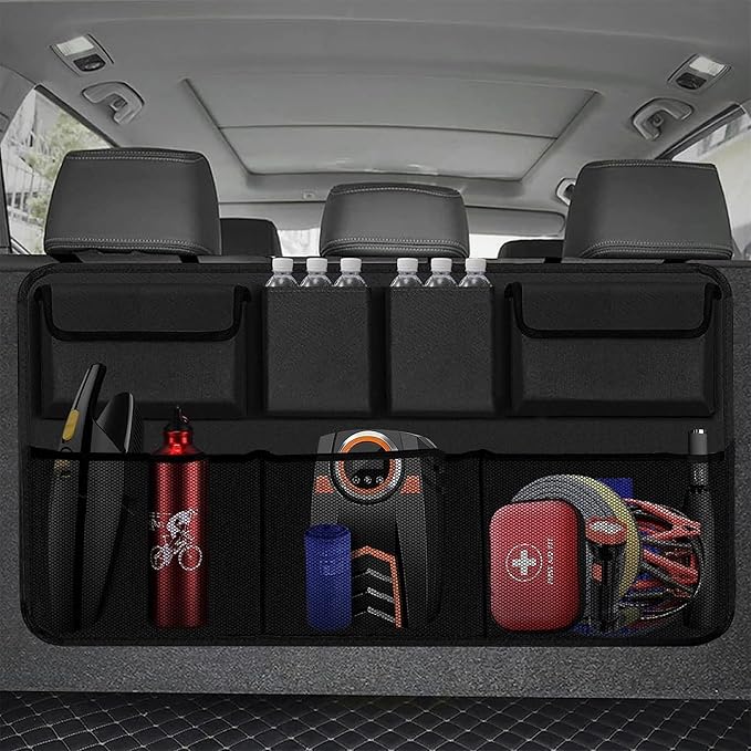 Car Trunk Organizer and Storage, Backseat Hanging Organizer for SUV, Truck, MPV,Van Collapsible Cargo Storage Bag with 7 Pockets, Car Interior Accessories for Men and Women