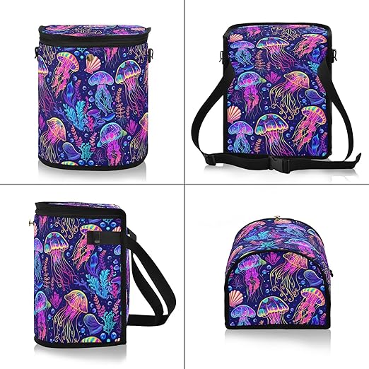 MNSRUU Car Trash Can with Lid, Jellyfish Car Trash Bag Hanging Organizers and Storage for Front Back Seat, Leak-Proof Trash Bin