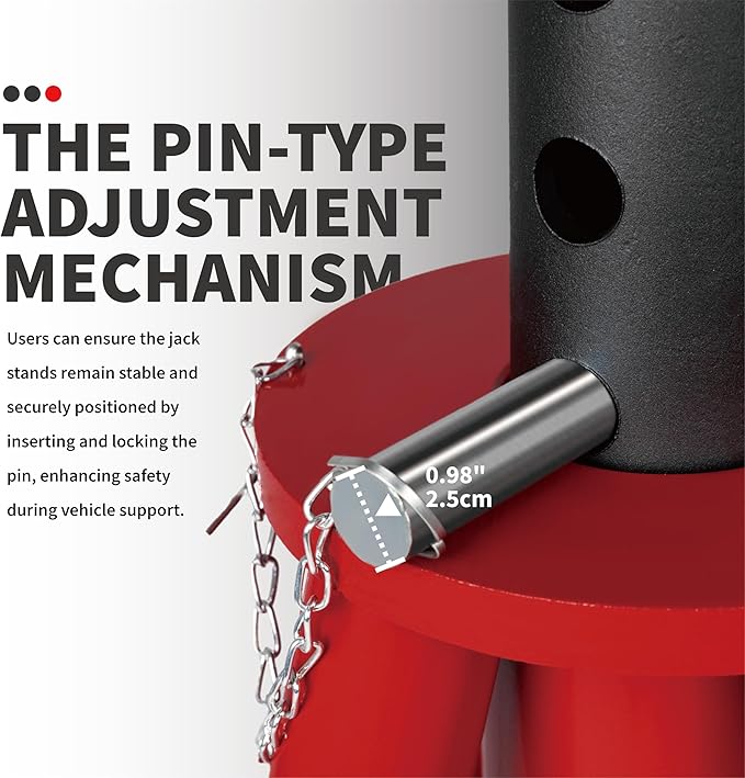 10 Ton (20,000 lbs) Capacity Heavy-Duty Medium Profile Pin Type Adjustable Jack Stand for Trucks & Equipment, 1 Pair