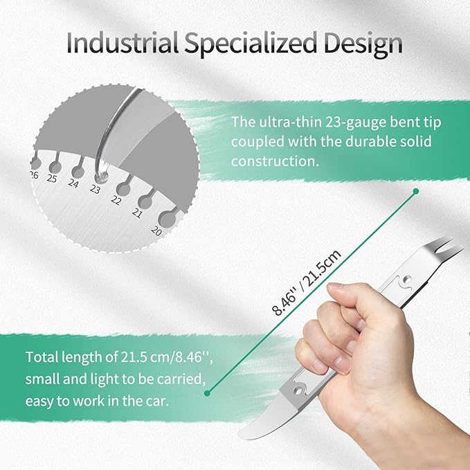4140 Steel Durable Pay Bar,Multi-Function Trim Removal Tool for Compact Panel,Auto Trim Interior,Sheet Metal,Fasteners,Also for Bumper Retainer Clips-1PCS Silvery