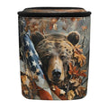 Camo Bear Car Trash Can Leak-Proof Car Trash Bin American Flag Collapsible Portable Auto Garbage Bag Large Capacity Trashcan Storage Bag Organizer
