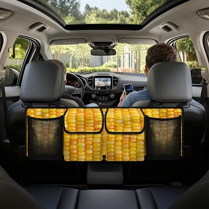 CLOHOMIN Corn Trunk Organizer for SUV Sedan Auto Yellow Car Trunk Organizer Hanging Car Storage Bags Collapsible Cargo Bag Car Decor Accessories Gifts