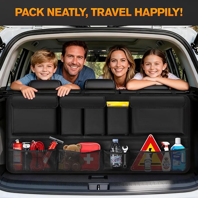 MoKo Hanging Trunk Organizer for SUV, Car Organizer with 10 Pockets Large Capacity & 3 Adjustable Straps for Easy Installation, Car Storage Universal Fit for Sedans, SUVs, MPVs, Trucks, 43.3 x 18.9in