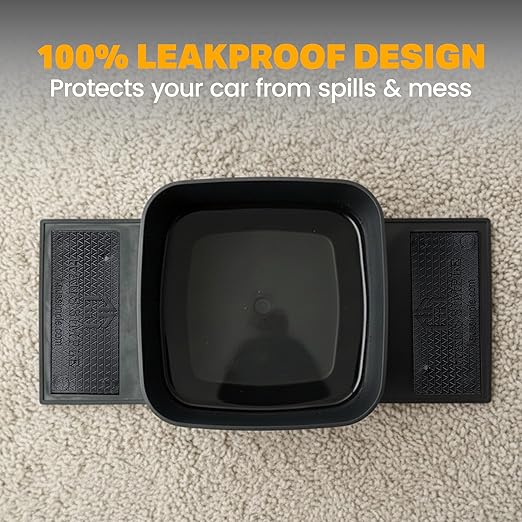 Car Trash Can Leakproof Compact Garbage Bin w/ Stability Flap, Anti-Slip Base, Portable Trash Holder for Cars, Trucks, SUVs, Minivans, Auto Organizer with Trash Bags (Black with Flap, Small)