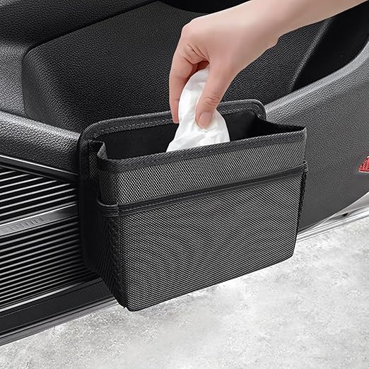 Mini Car Trash Can, Hanging Car Trash Bin Foldable Garbage Organizer for Vehicle Essentials