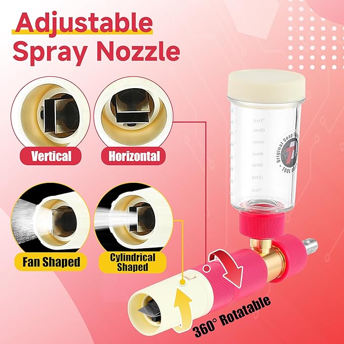 Tool Daily Foam Cannon for Pressure Washer, Original Soap Cannon for Car Washing, 5 Power Washer Spray Nozzles, 1/4 Inch Quick Connector