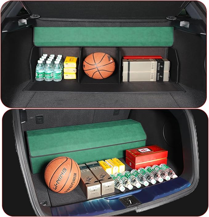 Trunk Organizer for Ford Bronco/Sport 2021-2025 - Green Alcantara Leather Storage Box, Tailored Precision, Maximize Your Storage, Large Foldable Trunk Organizer Boxs with 3 Compartments
