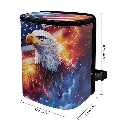 Eagle Car Trash Bag for Back Seat Auto Garbage Cans Vehicle Trash Bags Bins American Flag Auto Accessories Interior Car Organizer Bag