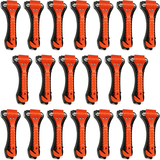 Car Window Breaker Hammer and Seat Belt Cutter 2-in-1, Emergency Escape Tool, Safety Glass Breaker, Automotive Safety Essentials and Accessories, 20 Packs