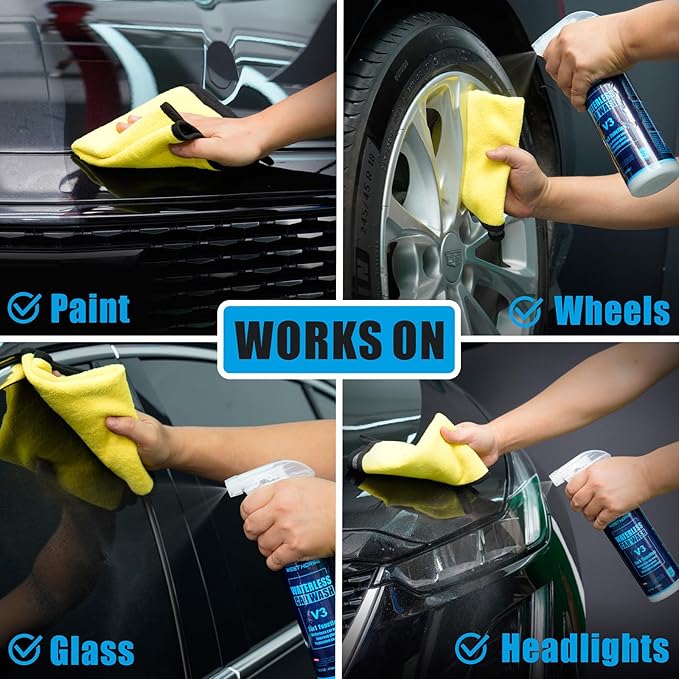 2-Pack Waterless Wash Spray and 6 Towels Kit for Cleaning, High Gloss and Protection- No Rinse Wash for Cars, Trucks, RVs Detailing - Ultra-Concentrated Safe Slick Lubricating Formula