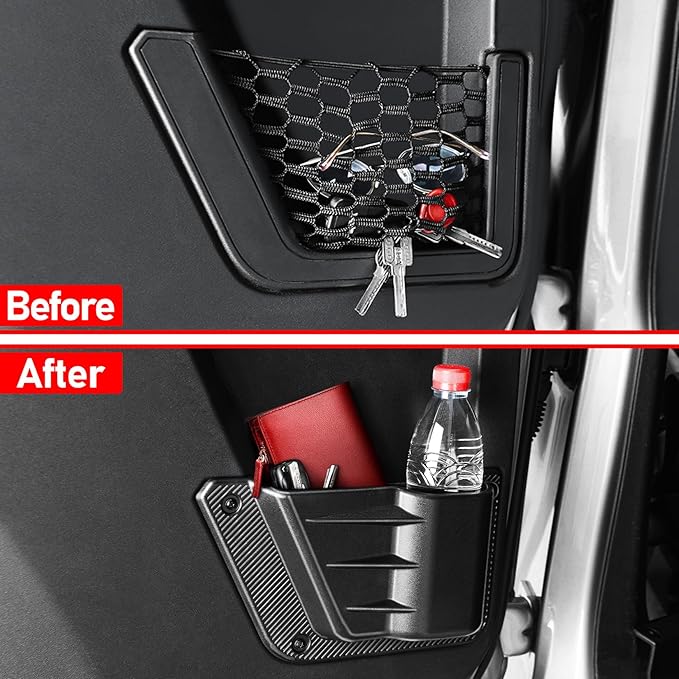 2PCS Rear Door Storage Pockets Compatible for Ford Bronco Accessories 2025,Side Organizer Box Fit Bronco 4-Door 2021 2022 2023 2024,Interior Storage Expansion Organizer Accessory,2PCS Black