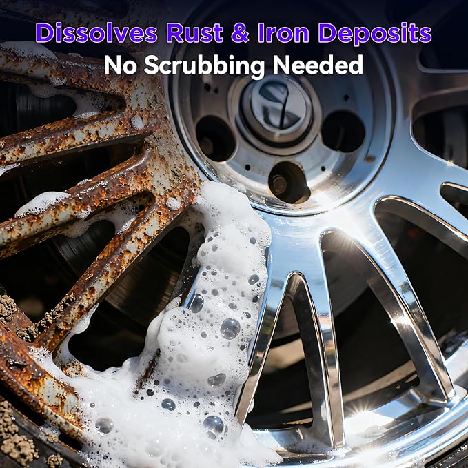 Wheel Cleaner & Rust Dissolver - 17 fl oz, Acid-Powered Formula for Brake Dust & Iron Deposits, Safe for Alloy & Painted Rims
