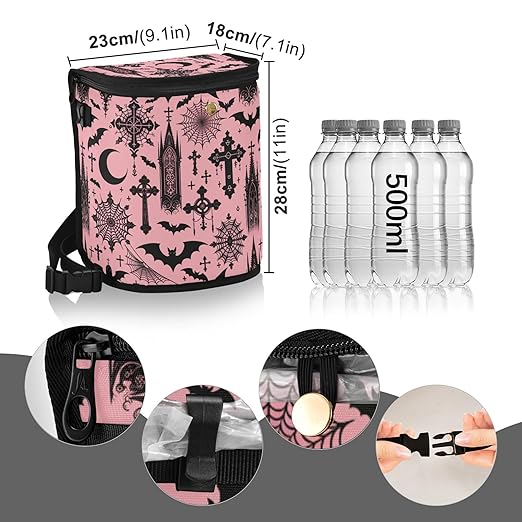 MNSRUU Car Trash Can with Lid, Black Gothic Moon Spider Webs and Bats Car Trash Bag Hanging Organizers and Storage for Front Back Seat, Leak-Proof Trash Bin