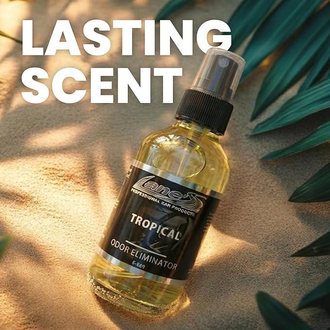Lane's Premium Car Air Fresheners - Tropical Odor Eliminator Scent - 4oz Eliminate Bad Odors of Pet & Food From Car Interior Leather, Carpet, Upholstery Great For Cars, Trucks, SUVs, RVs & More