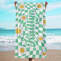 JML Personalized Beach Towel with Name, Custom Flower Beach Towel, Customized Microfiber Pool Towel, Quick Dry & Absorbent Swim Towel for Adult,Anniversary, Birthday, Summer Holiday,Vacation