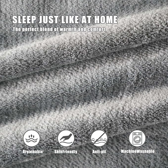 Travel Blanket and Pillow - Premium Soft 2 in 1 Airplane Compact with Soft Bag Pillowcase, Plane Blanket Compact Packable, Travel Essentials Accessories for Plane and Car, 60x80 Grey