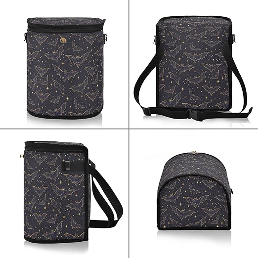 MNSRUU Car Trash Can with Lid, Bats Stars Car Trash Bag Hanging Organizers and Storage for Front Back Seat, Leak-Proof Trash Bin