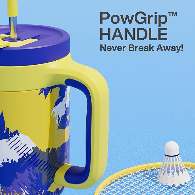 POWCAN 40 oz Tumbler with Handle, 2-in-1 Straw and Sip Lid, Leakproof, Dishwasher Safe, Insulated Stainless Steel Travel Coffee Mug, Keeps Cold for 34 Hours, Fits in Car Cup Holder (Rise to Glory)