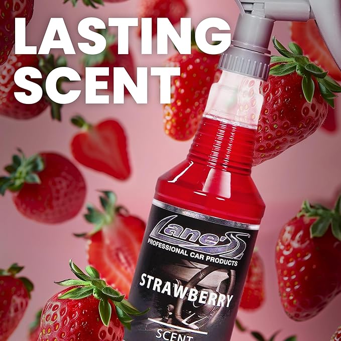 Lane's Premium Car Air Fresheners - Strawberry Scent Water Based - 32oz Eliminate Bad Odors of Pet & Food From Car Interior Leather, Carpet, Upholstery Great For Cars, Trucks, SUVs, RVs & More