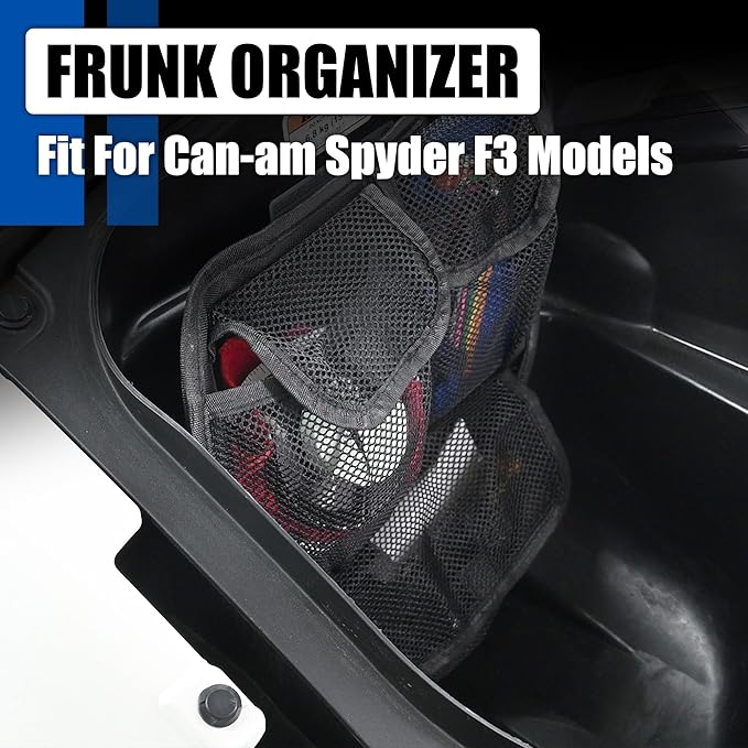 Front Trunk Organizer with Mesh Pocket for Spyder, Frunk Tool Bag Side Wall Storage Accessories for Can-Am Spyder F3 F3-S F3-T F3-L 2015-2025, (Black Style)