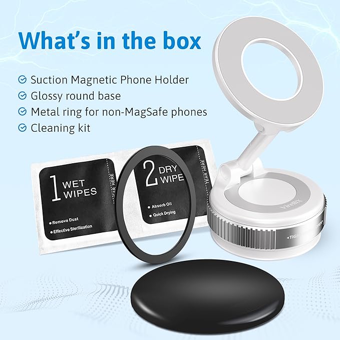 for Magnetic Car Mount, Magnetic Phone Holders for Your Car, Car Phone Holder for Magsafe[24 * N55 Strong Magnets], Suction Cup Phone Mount Car/for iPhone 17 Pro Max(White)