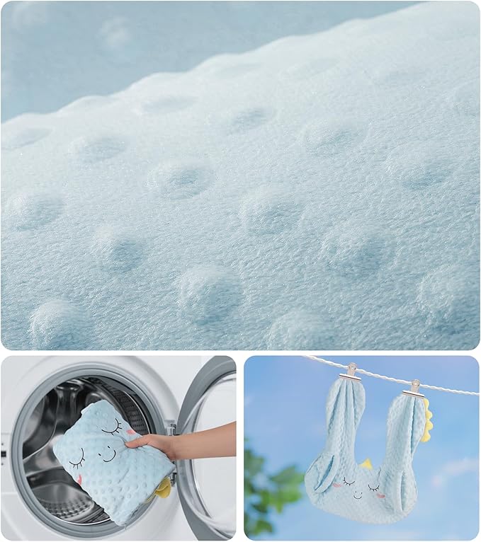 BEBAS U-Shaped Kids Travel Pillow for Car, Road Trip Essentials, Soft Neck Support for Long Trips, Adjustable Strap for Car Seats Airplane, Great Gift Idea (Blue Unicorn)