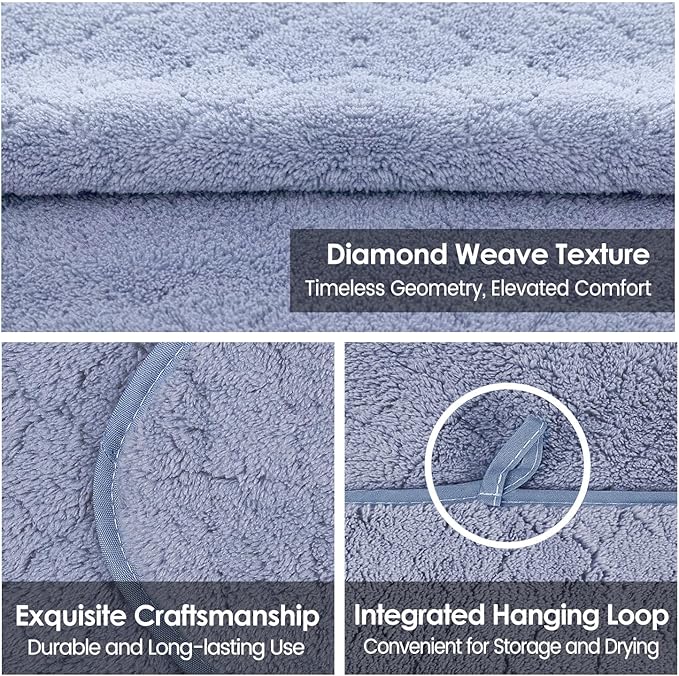 JML Microfiber Bath Towels, Ultra Soft, Super Absorbent, Fast Drying, No Fading, Large Body Towel Set for Shower, Gym, Suana, Sport, Travel, Fitness, SPA,Yoga (Coral Fleece Blue, 30 in x 60 in)