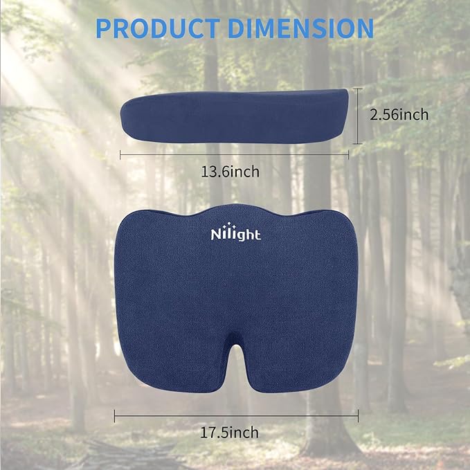 Nilight Car Seat Cushion Blue Velvet Gel Memory Foam Seats Soft and Comfortable Suitable for Daily Life and Driving Relieves Sciatica and Tailbone Pain Improves Drive Vision