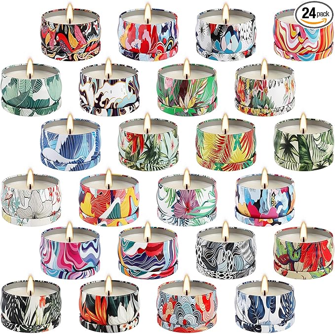 Set 24 Pack Scented Candles Gifts Soy Wax Travel Tin Jar Candles for Home 2.5 OZ jar Candles for Mom for Christmas, Birthday, Thanksgiving, Mother's Day