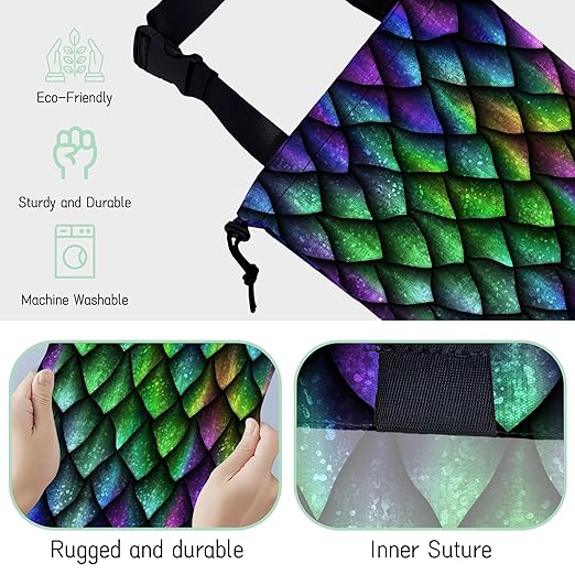 Dragon Scales Car Trash Bag,Hanging Drawstring Car Garbage Bag,Waterproof Canvas Car Back Seat Organizer with Adjustable Buckle,for Vehicles,SUVs,Camping,Road Trips