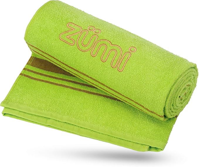Zumi 100% Cotton Quick Dry Travel Towel - Soft, Thin, Compact, Highly Absorbent, Lightweight Camping Towel for Beach, Gym, Bath, Shower, Swimming, Dorm, RV - Green