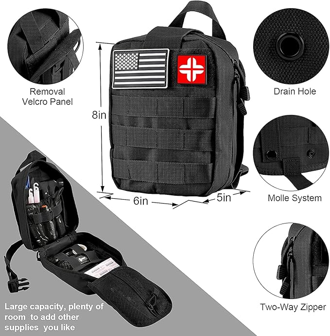 Gift for Men Dad Husband Christmas, Survival Kits, 142 in 1 First Aid Kit, Emergency Kits, Survival Gear and Equipment with Molle Pouch for Camping Hiking Outdoor
