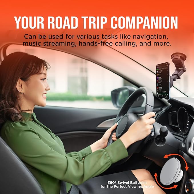 HyperGear MagSafe Car Mount - Magnetic Phone Holders for your Car Phone Holder Mount, Hands Free Mobile 3 Mounting Options (Windshield+Vent+Dash), Adapter included Cellphone Holder for iPhone, Android