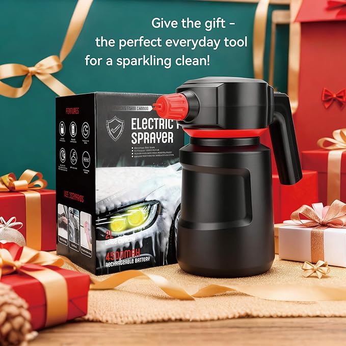 Electric Foam Sprayer - 2L Cordless Battery Powered Pump Sprayer with Smart Protection,Foam Cannon with 150ML Car Wash Soap for Detailing Cleaning