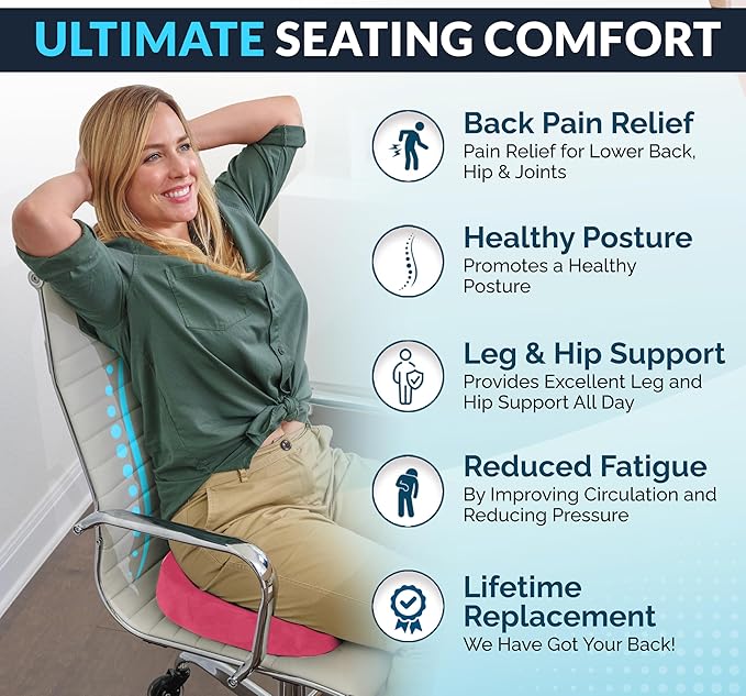 ComfiLife Premium Gel & Memory Foam Seat Cushion – Doctor Recommended Office Chair Cushion, Car Seat Cushion – Chair Cushions for Back & Sciatica Pain Relief – Seat Cushions for Office & Desk (Pink)