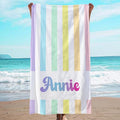 JML Personalized Beach Towel with Name, Custom Rainbow Cabana Stripe Beach Towel, Customized Microfiber Pool Towel, Quick Dry & Absorbent Swim Towel for Adult,Anniversary, Birthday, Summer Holiday