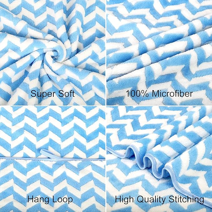 JML Microfiber Bath Towels, Bath Towel 2 Pack(30" x 60"), Oversized, Soft, Super Absorbent and Fast Drying, Multipurpose Use for Sports, Fitness, Yoga, Chevron Blue