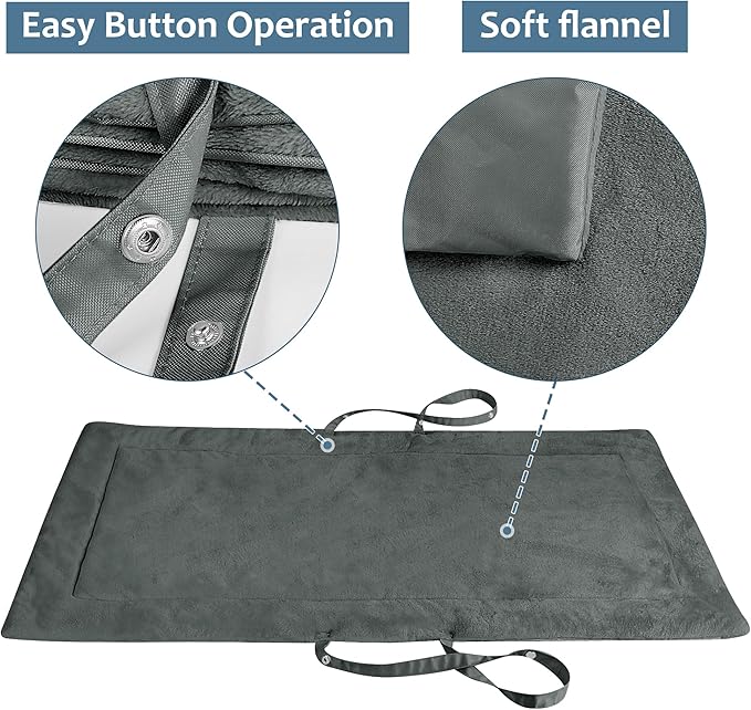 Catalonia Classic Waterproof Dog Mat, Portable Reversible Pet Travel Mat, Pet Cushion Pad with Handle for Small Medium Dogs Cats, Indoor or Outdoor, 50x27.5 inch, Gray