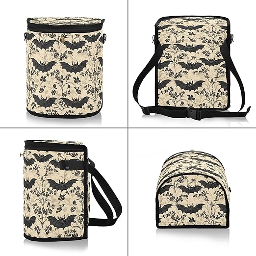 MNSRUU Car Trash Can with Lid, Bats and Flowers Vintage Car Trash Bag Hanging Organizers and Storage for Front Back Seat, Leak-Proof Trash Bin