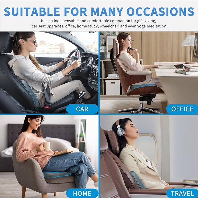 Nilight Car Seat Cushion Grey Leather Breathable Mesh Splicing Cushion Memory Foam Suitable for Daily Life Driving Relieves Sciatica and Tialbone Pain Improves Drive Visibility