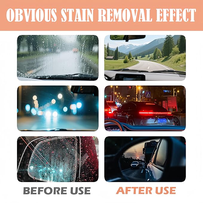 Oil Film Remover for Car Windshields and Windows, New Car Glass Oil Film Cleaner for Paint/Wheels Improve Driving Visibility Universal Anti-Rain Fog Glass Brush (2, Black)