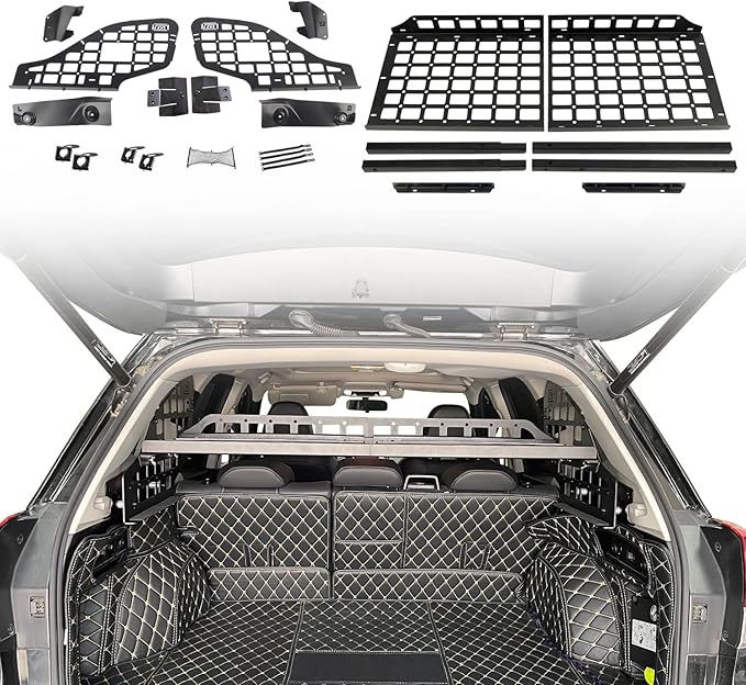 HIGH FLYING for Subaru Forester 2019-2024 Car Accessories Modular Storage Molle Panels System Trunk Shelf Luggage Storage Carrier Trunk Organizer Aluminum Alloy (Side Panels+Shelf)