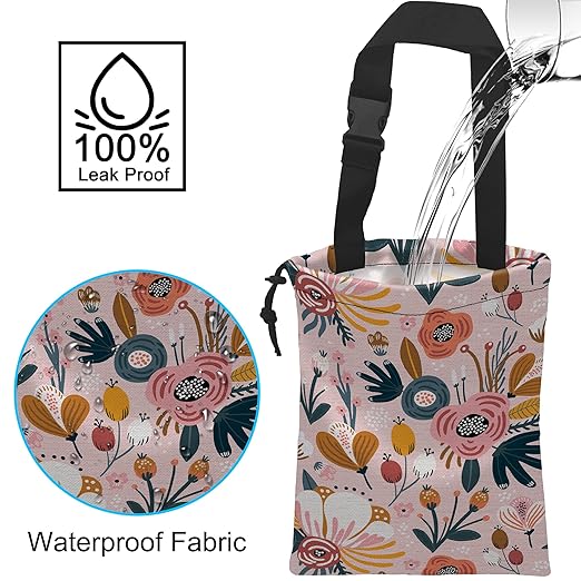 Car Trash Bag Creative Floral Car Garbage Bag Hanging Car Trash Can for Back Seat with Drawstring, Waterproof Garbage Bags for Car Accessories Vehicle Travelling Camping Outdoor