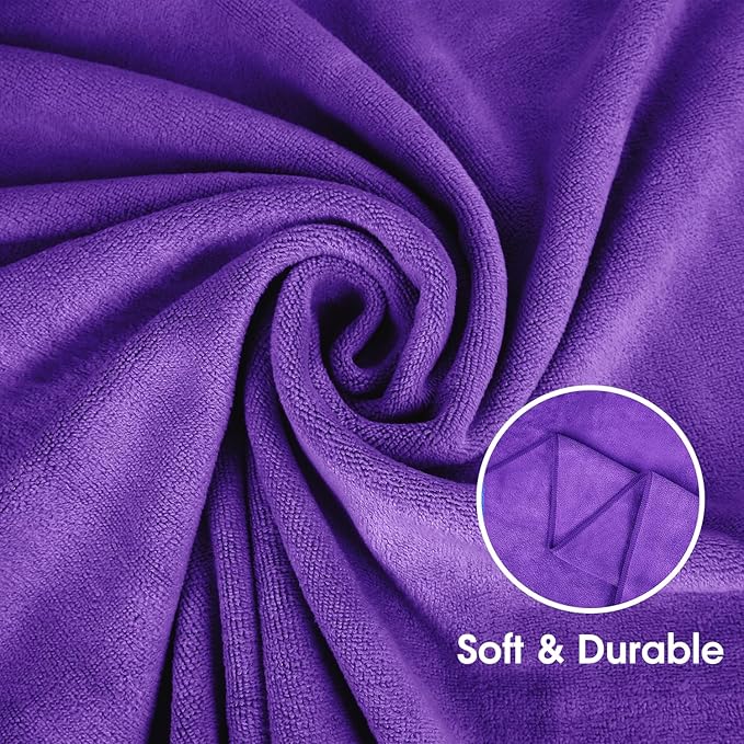 JML Microfiber Bath Towels, 2 Pack Extra Large Microfiber Towel for Body, 30" x 60", Oversized, Ultra Soft, Super Absorbent, Fast Drying, Perfect for Bathroom, Shower, Sauna, Yoga, Gym, Violet