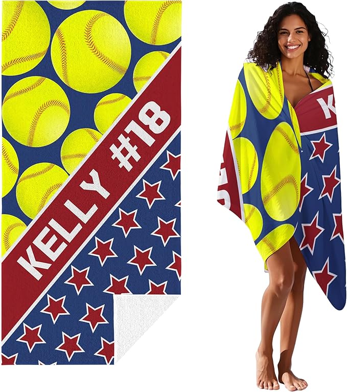 Personalized Beach Towel With Name, Custom Beach Towel with Text, Customized Microfiber Pool Towel, Quick Dry & Absorbent Swim Towel for Adult,Anniversary, Birthday, Summer Holiday,Vacation,Tennis